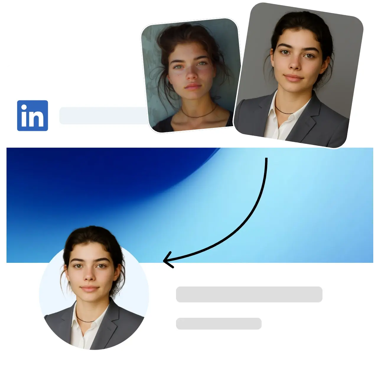 Generate professional headshots for your LinkedIn profile. 