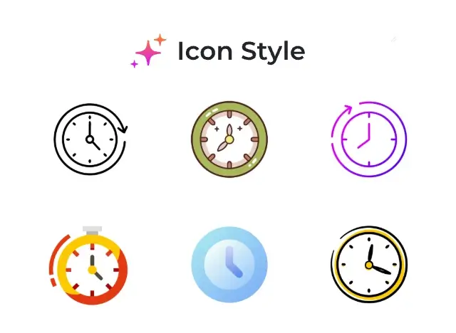 Selecting from various icon styles like gradient, outline, or doodle for Android and iOS app design