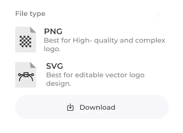 Previewing and downloading the generated icon in SVG or PNG format for mobile apps or websites