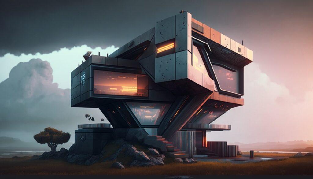 a cyberpunk modern house