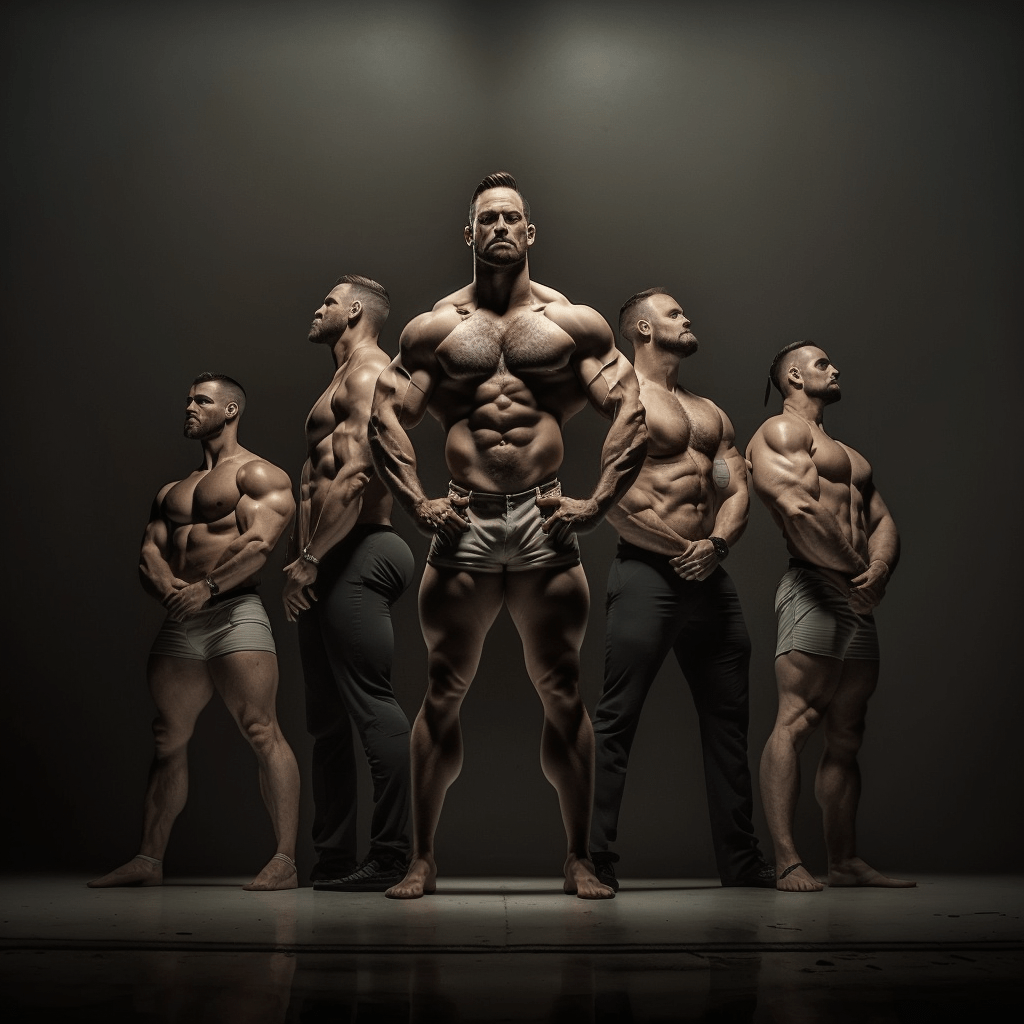 a gang of five masculine men