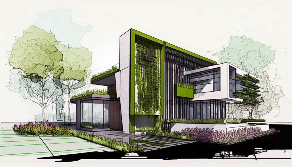 a sketch of a modern home that incorporates