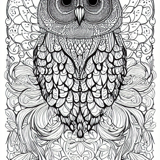 a vector of a clean simple line art of a cute beautiful owl.
