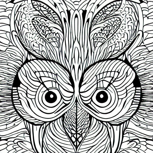 clean simple line art of an Owl.