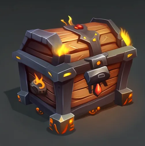 icon of a fire flames surrounded treasure chest