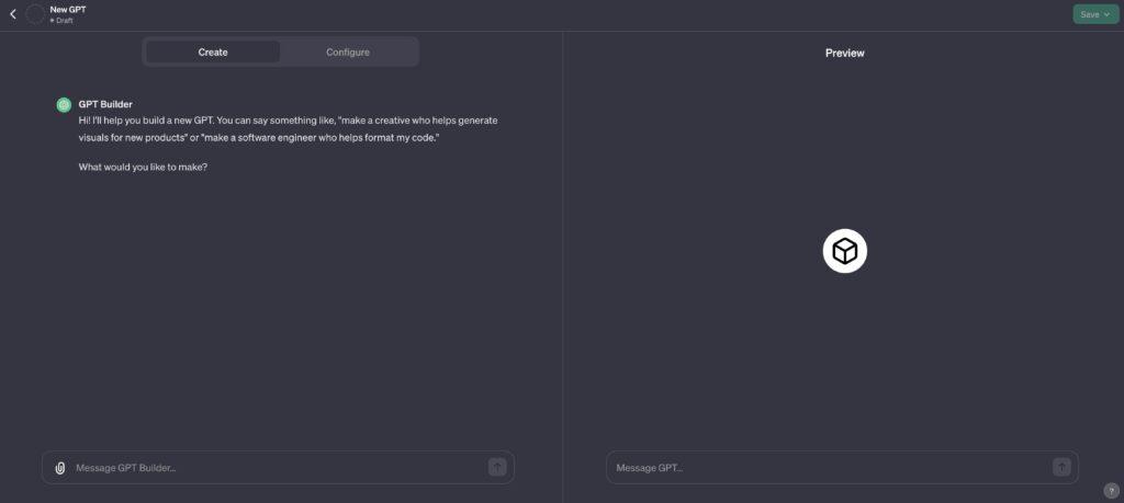 Chat with GPT builder to create custom gpts