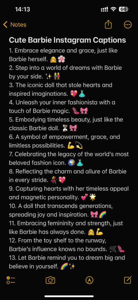 cute barbie instagram captions