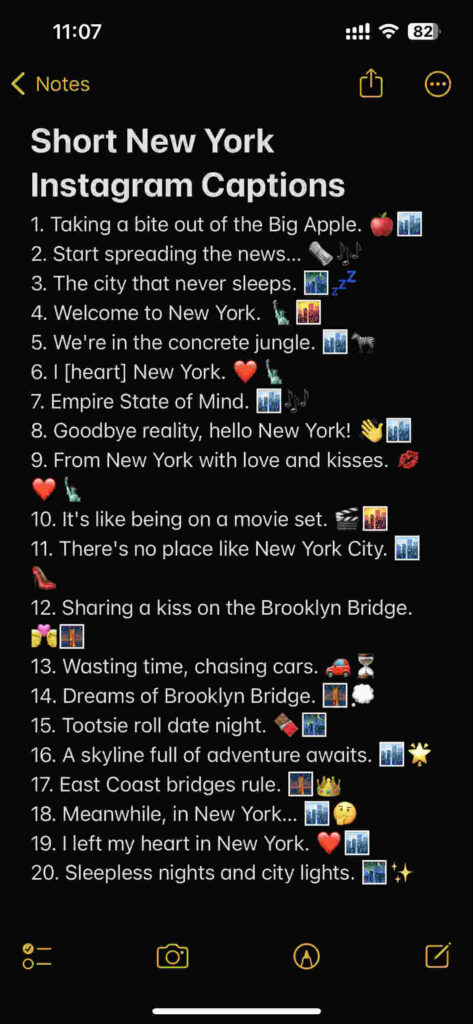 short new york instagram captions