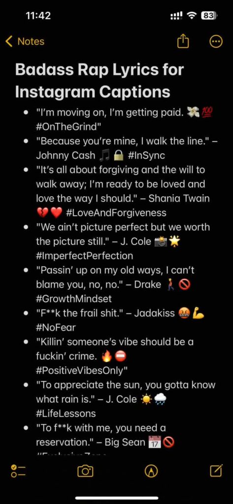 badass rap lyrics for instagram captions