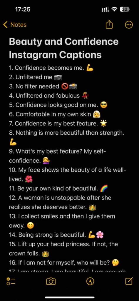 beauty and confidence instagram captions