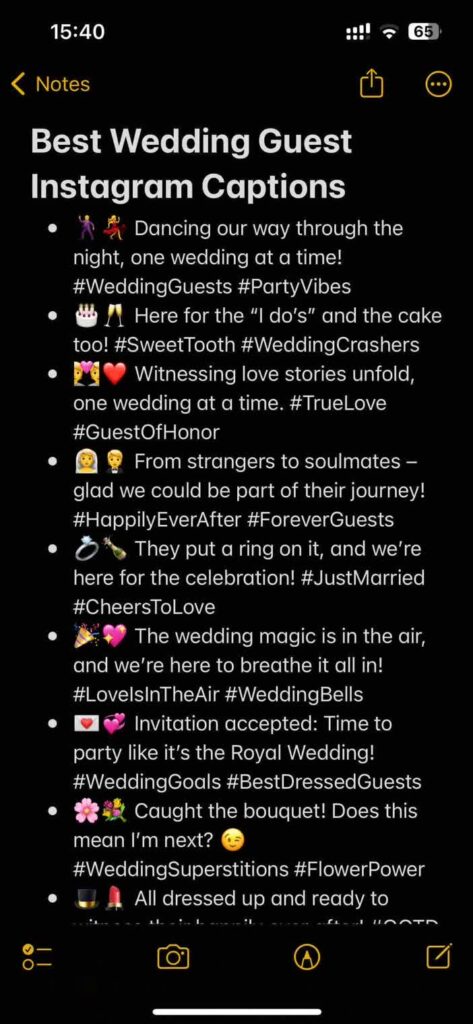 best wedding guest instagram captions