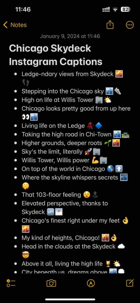 chicago skydeck instagram captions