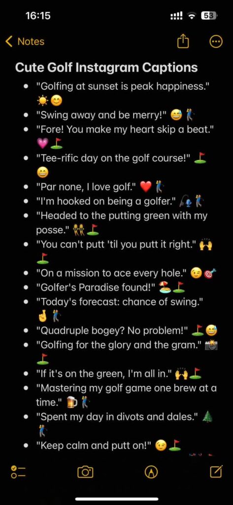 cute golf instagram captions