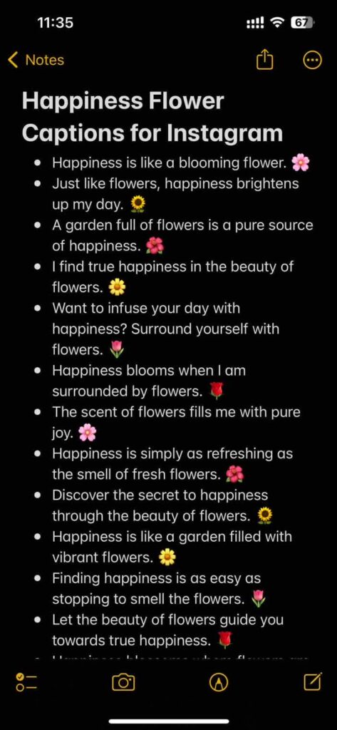 happiness flower captions for instagram