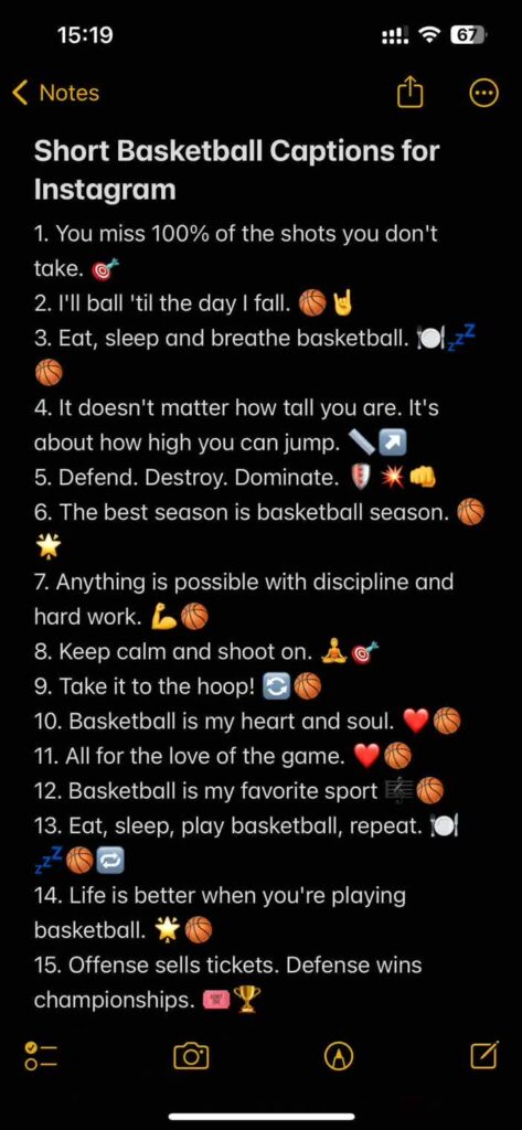 short basketball captions for instagram