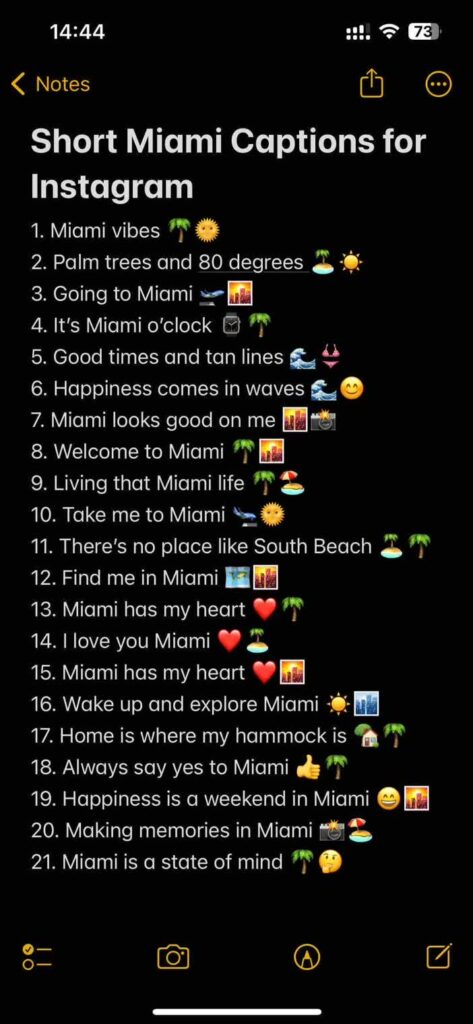 short miami captions for instagram