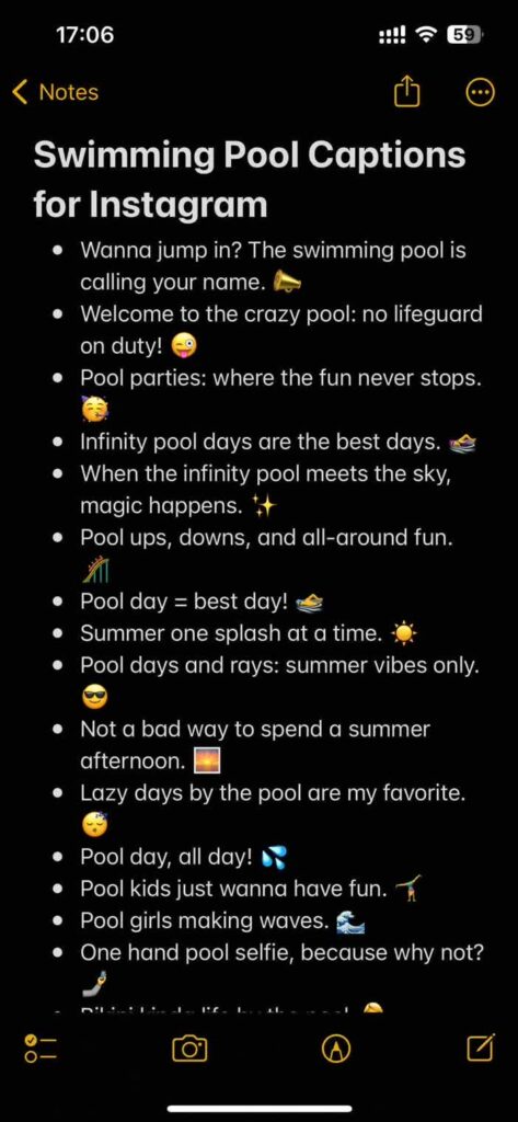swimming pool captions for instagram