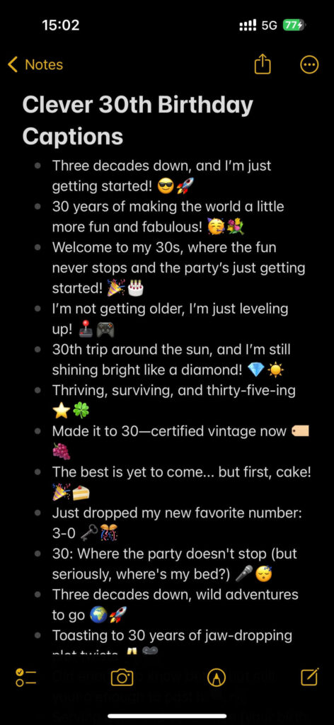 30th birthday captions