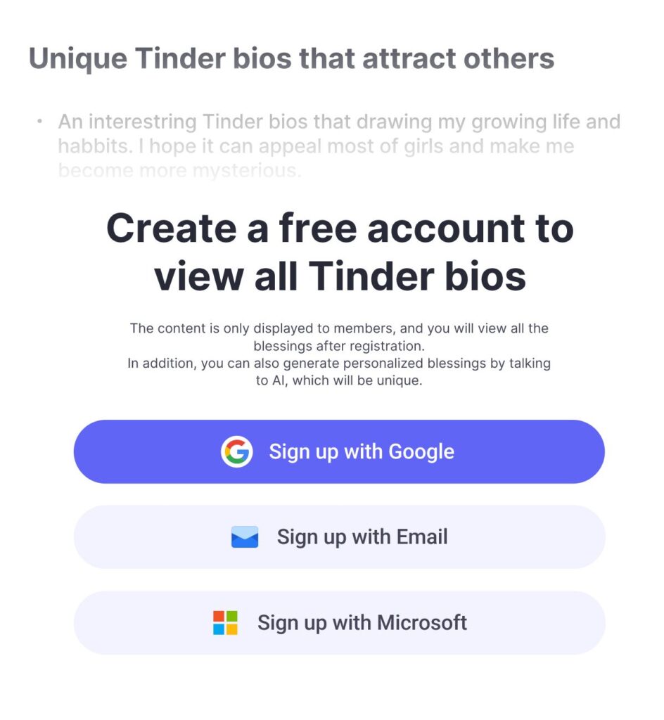 Tinder bio generator - unlock