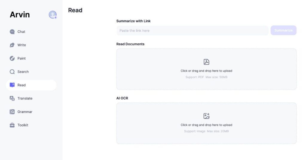 best AI tool for summarization-Arvin