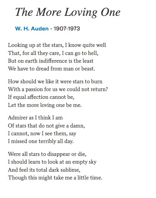 The More Loving One by W. H. Auden