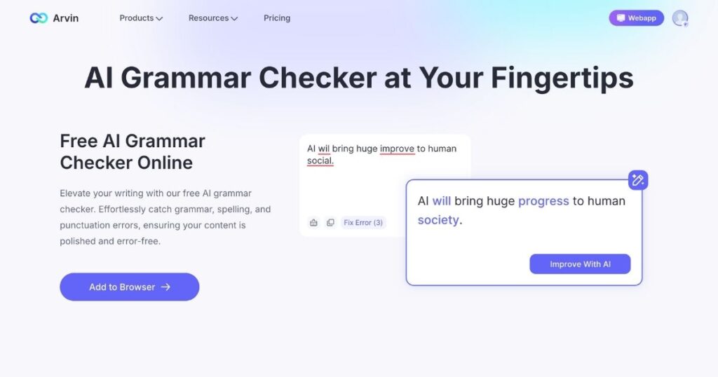 Arvin AI Grammar Checker