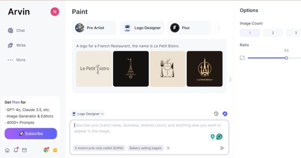 Steps to include number in logos through Arvin AI