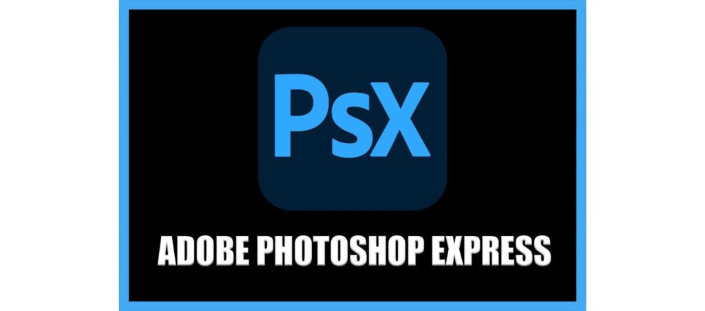 Adobe Photoshop Express logo featuring the "PsX" symbol, representing Adobe's mobile-friendly photo editing platform for resizing images.