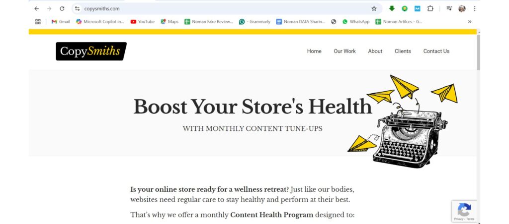 CopySmiths monthly content tune-ups to boost store health, offering regular care as apps to help with distractions