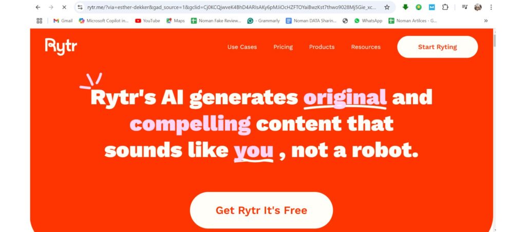 Rytr AI helps users create engaging and personalized writing quickly as an app to reduce distractions.