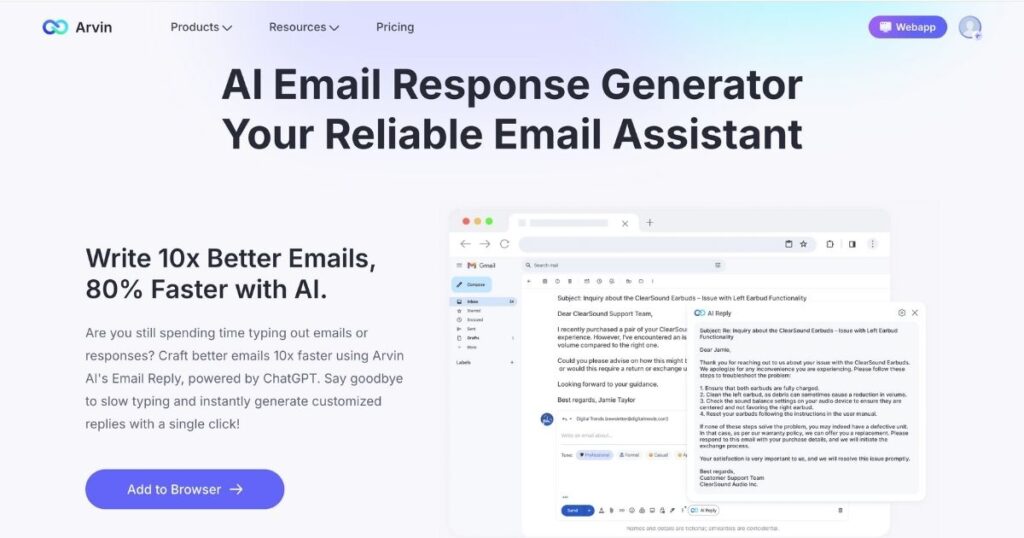 Arvin AI Email Response Generator