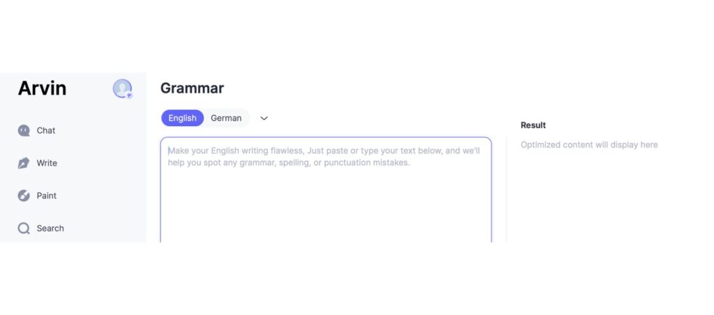 Grammar checker tool by Arvin AI