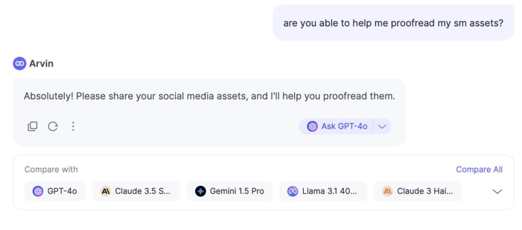 Arvin AI proofread social media assets.