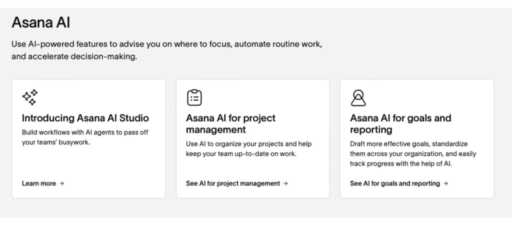 Asana vs Jira: Asana AI tools for project management, goals, and automation, including Asana AI Studio to streamline workflows.