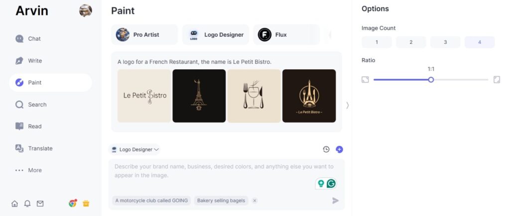 Steps to Use Arvin AI for Logo Design