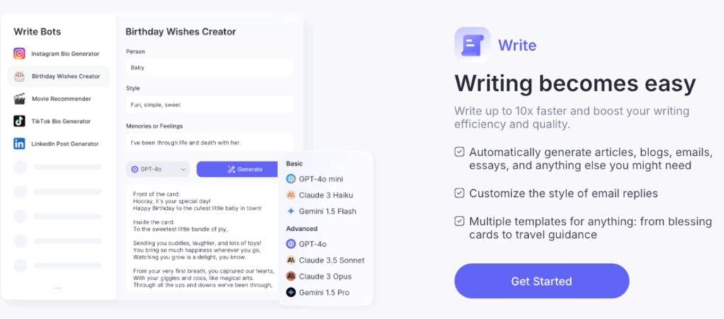 Arvin AI writing tool as a Grammarly alternative with templates for articles, emails, and more to enhance writing speed.