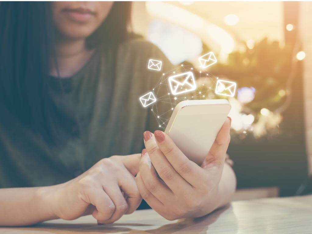 A Woman using her email