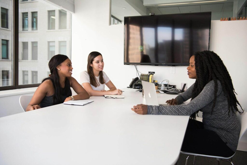 A woman attending a job interview