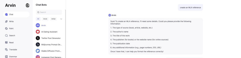 how to quote an article Ask Arvin to create an MLA reference