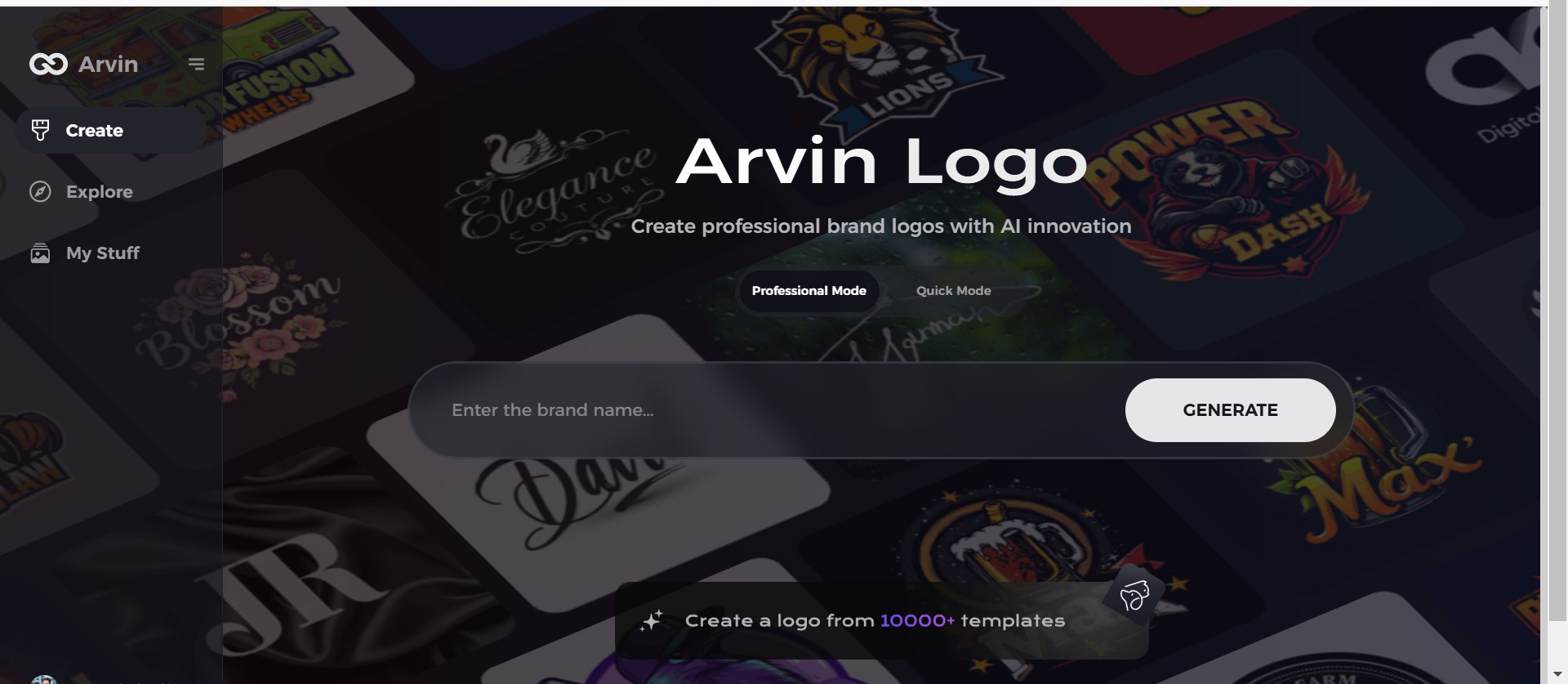 create account or login to arvin ai to make Retro Color Palette logo