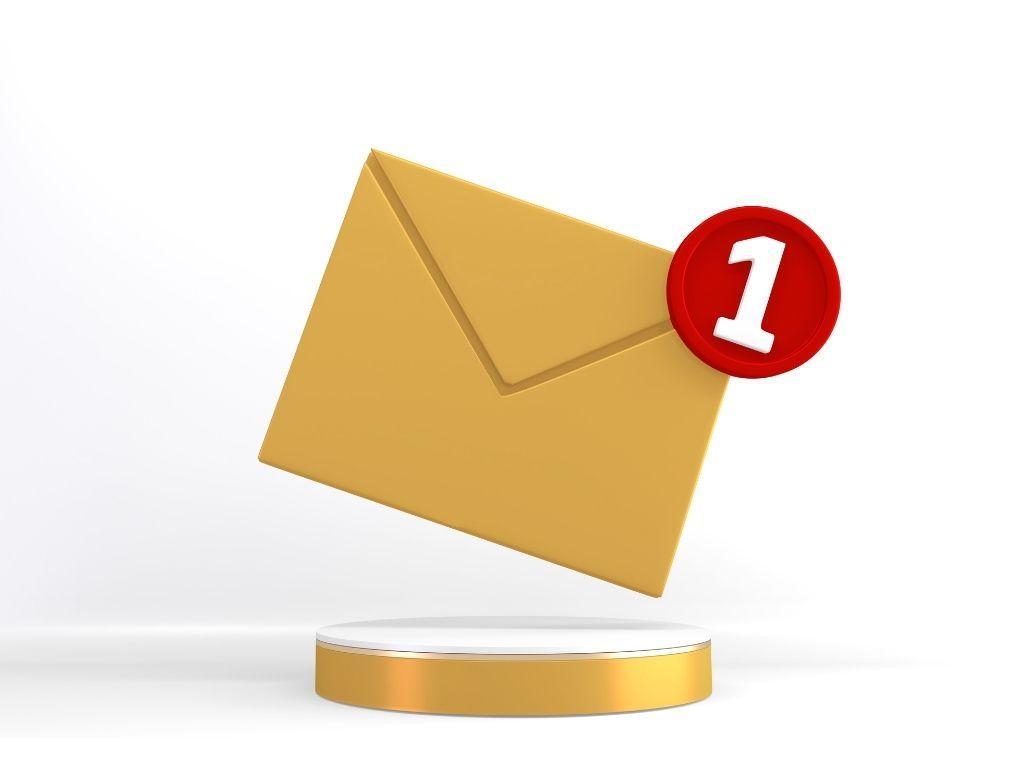 an email icon showing 1 new email.