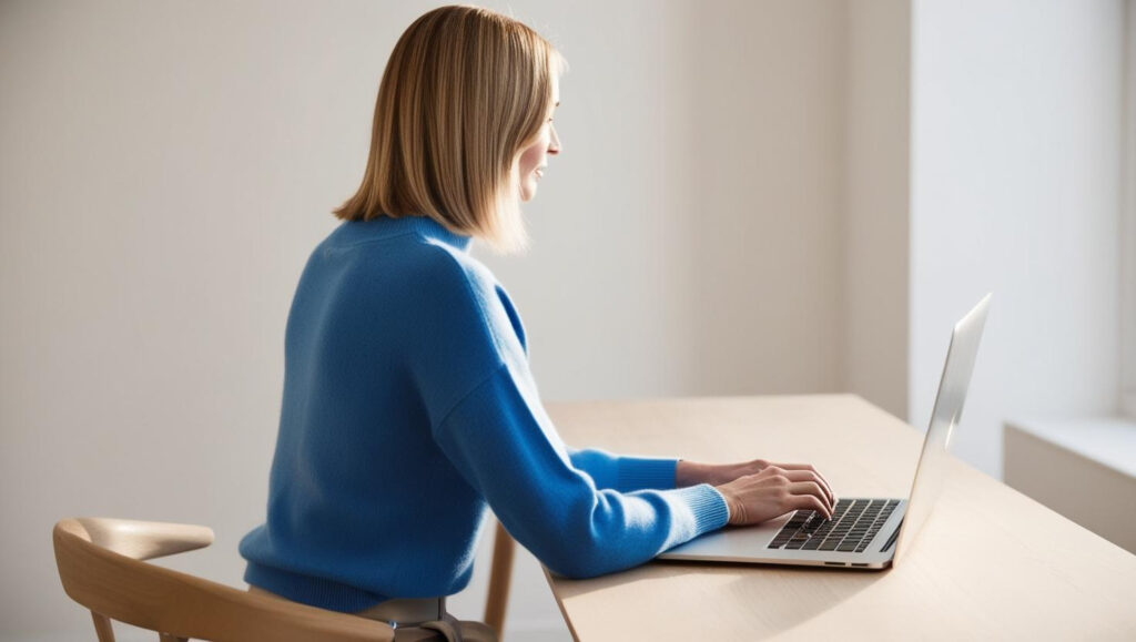 A woman learning about the different tones in writing 