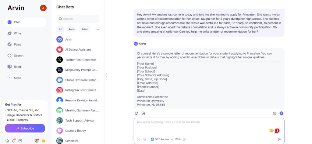 arvin ai assisting in How To Write A Letter Of Recommendation  