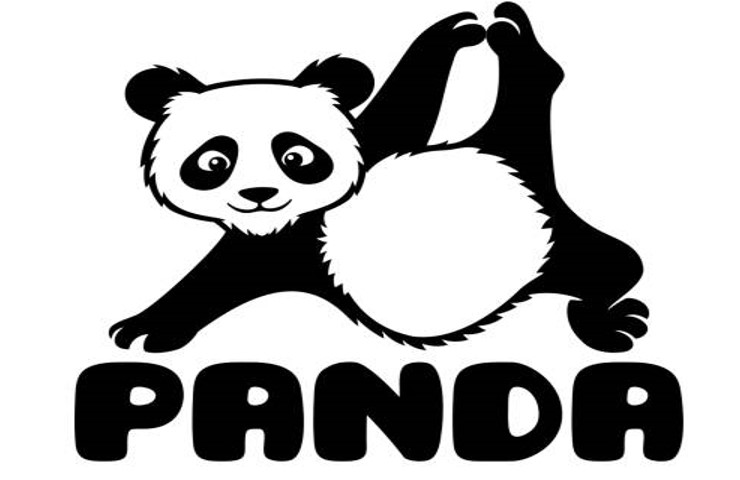 cartoonish panda logo