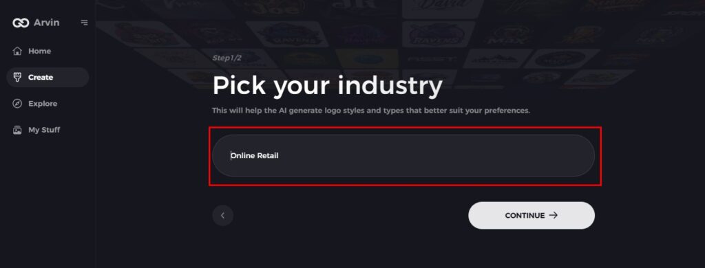 choose industry for app logo