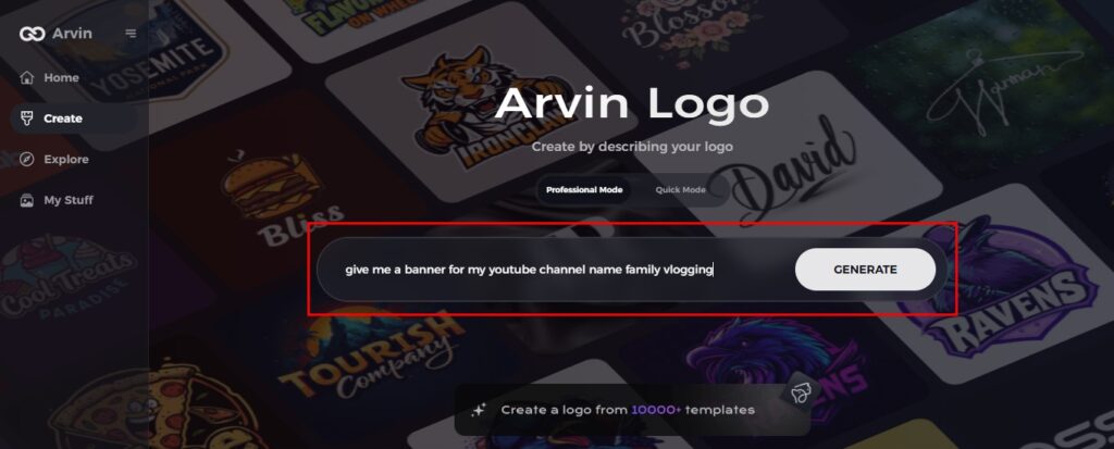 enter info for youtube banner size