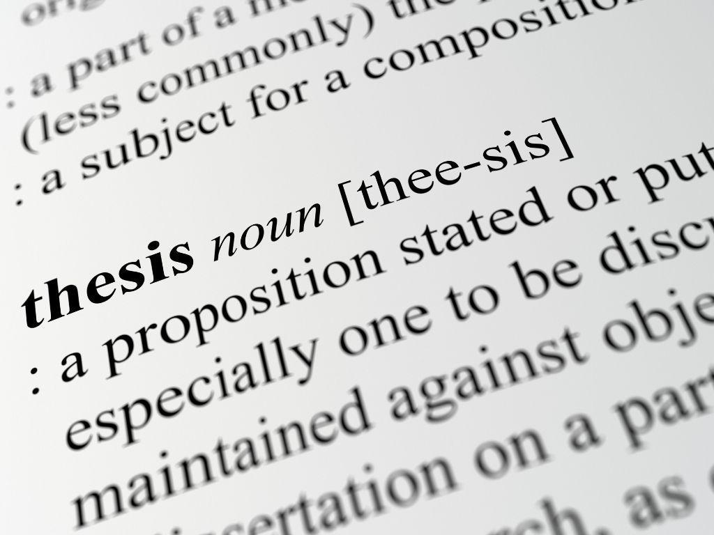 the word thesis highlighted in a dictionary