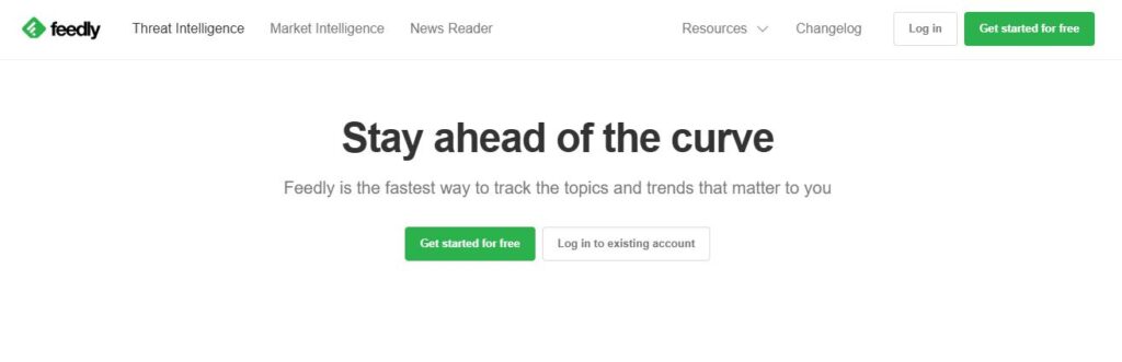 content marketing tools web page of Feedly