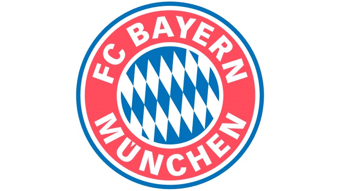 FC Bayern Munich crest with a circular design featuring a blue and white Bavarian diamond pattern surrounded by red.