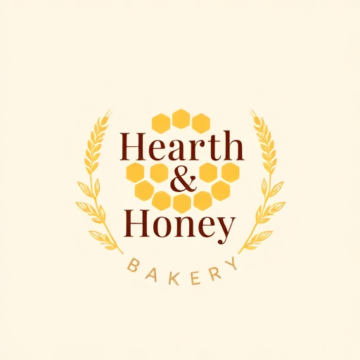 Hearth & Honey Bakery logo featuring honeycomb shapes and wheat, evoking warmth, sweetness, and artisan craftsmanship. Modern logos.